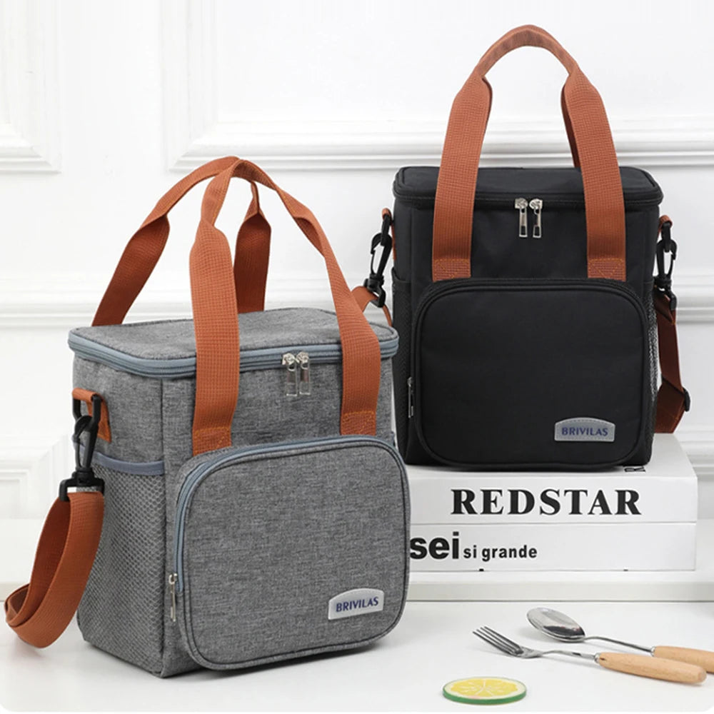 Tragbare, verstärkte Lunch‑Isoliertasche mit großer Kapazität, Business‑Lunchbag zum Umhängen