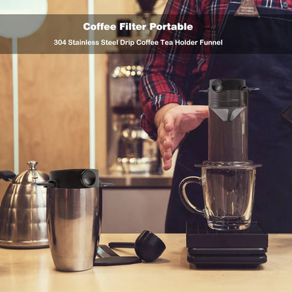 Tragbarer Kaffeefilter aus 304 Edelstahl – Wiederverwendbarer Drip‑Kaffeebereiter & Teefilter für Tassen