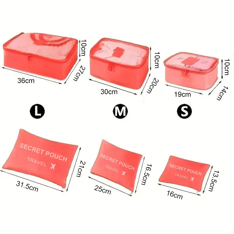 Reise-Organizer Set 6-teilig – Wasserdichte Koffertaschen für Kleidung & Unterwäsche