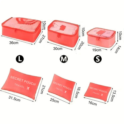 Reise-Organizer Set 6-teilig – Wasserdichte Koffertaschen für Kleidung & Unterwäsche