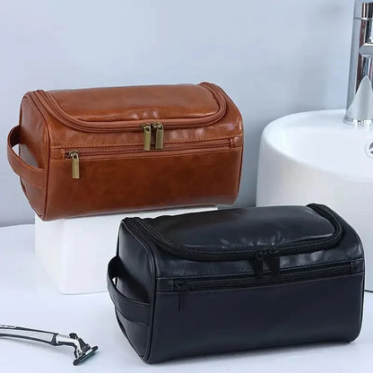 „Große Leder‑Kulturtasche zum Aufhängen, Dopp Kit für Männer und Frauen, wasserdichte Waschtasche, Kosmetik‑Aufbewahrungstasche – ideal für Reisen und Outdoor“