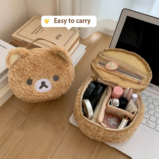 Plüsch-Make-up-Tasche Anime Entspannter Bär – Kosmetiktasche für Frauen, Schmuck‑Aufbewahrungsbeutel, Organizer‑Handtasche für Mädchen, Geschenk – Bestseller“