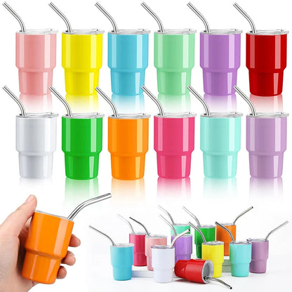 „LMETJMA 2oz Mini‑Tumbler – doppelwandiger Edelstahl‑Vakuumbecher, Sublimations‑Shot‑Glas‑Tumbler mit Strohhalm und Deckel, Modell JT228“