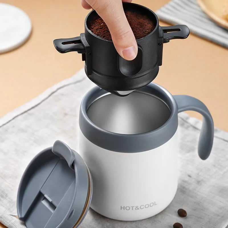 Tragbarer Kaffeefilter aus 304 Edelstahl – Wiederverwendbarer Drip‑Kaffeebereiter & Teefilter für Tassen