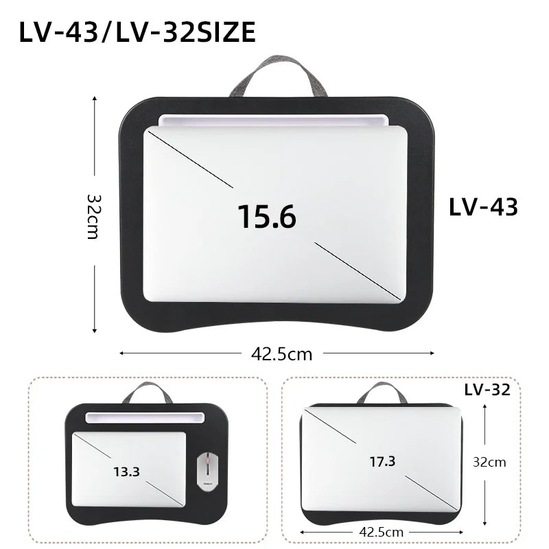 MUMUCC Multifunktionaler Laptop‑Tisch mit Kissen – gefüllt mit Schaumperlen, inkl. Hart‑Mousepad