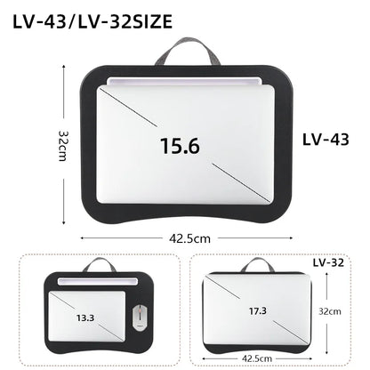 MUMUCC Multifunktionaler Laptop‑Tisch mit Kissen – gefüllt mit Schaumperlen, inkl. Hart‑Mousepad