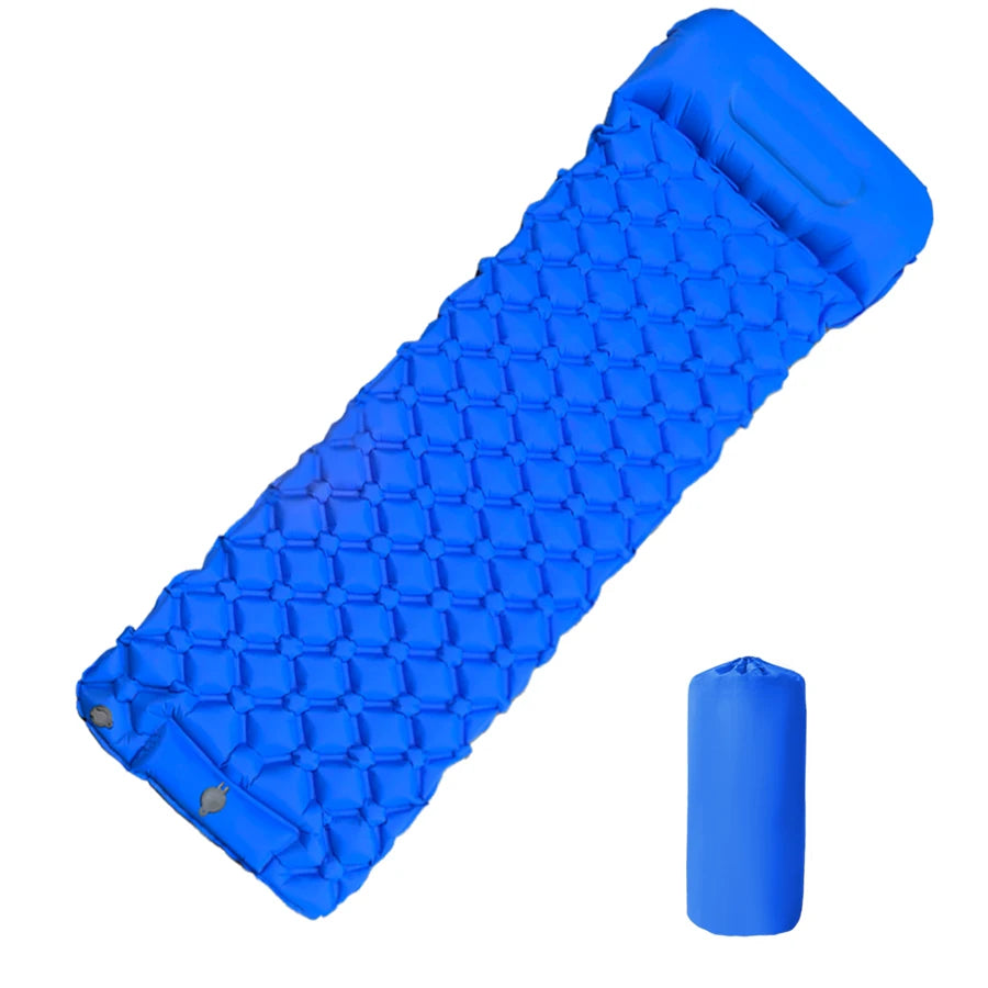 „Outdoor‑Camping‑aufblasbare Matratze Schlafpad mit Kissen ultraleichte Luftmatte mit eingebauter Aufblaspumpe Wandern“
