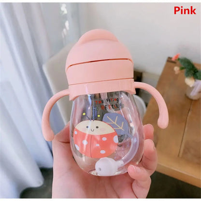 „250‑ml‑Kinder‑Trinkflasche mit Cartoon‑Motiv, Outdoor‑tauglich, mit Strohhalm – Baby‑Trinklernbecher für Kinder, tragbar, mit Griff“