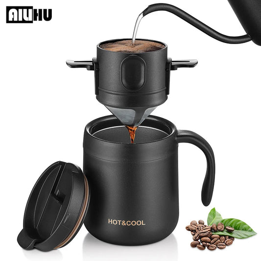 Tragbarer Kaffeefilter aus 304 Edelstahl – Wiederverwendbarer Drip‑Kaffeebereiter & Teefilter für Tassen
