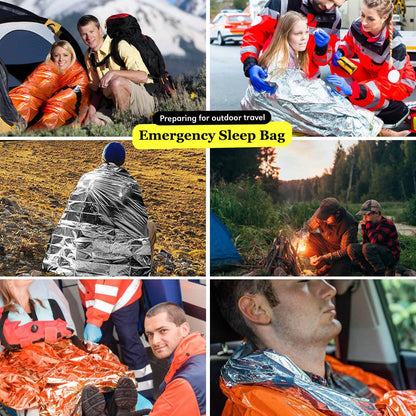 Tragbarer, wasserdichter Notfall‑Schlafsack – Outdoor‑EDC‑Campingausrüstung, thermischer Schutzsack, Erste‑Hilfe‑Rettungsset, Mylar‑Rettungsdecke.