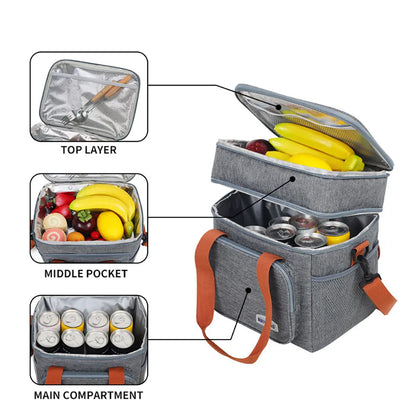 „Isolierte Lunchbox für Damen und Herren – zusammenklappbare, auslaufsichere Doppel‑Kühltasche mit großer Kapazität. Perfekt für Reisen, Camping und als Lunchbag für die Arbeit.“
