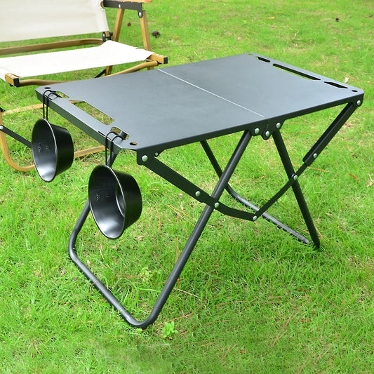 Tragbarer Klapptisch für Strand, Camping & Picknick – IGT Falttisch, 58x41x35 cm, Kohlenstoffstahl