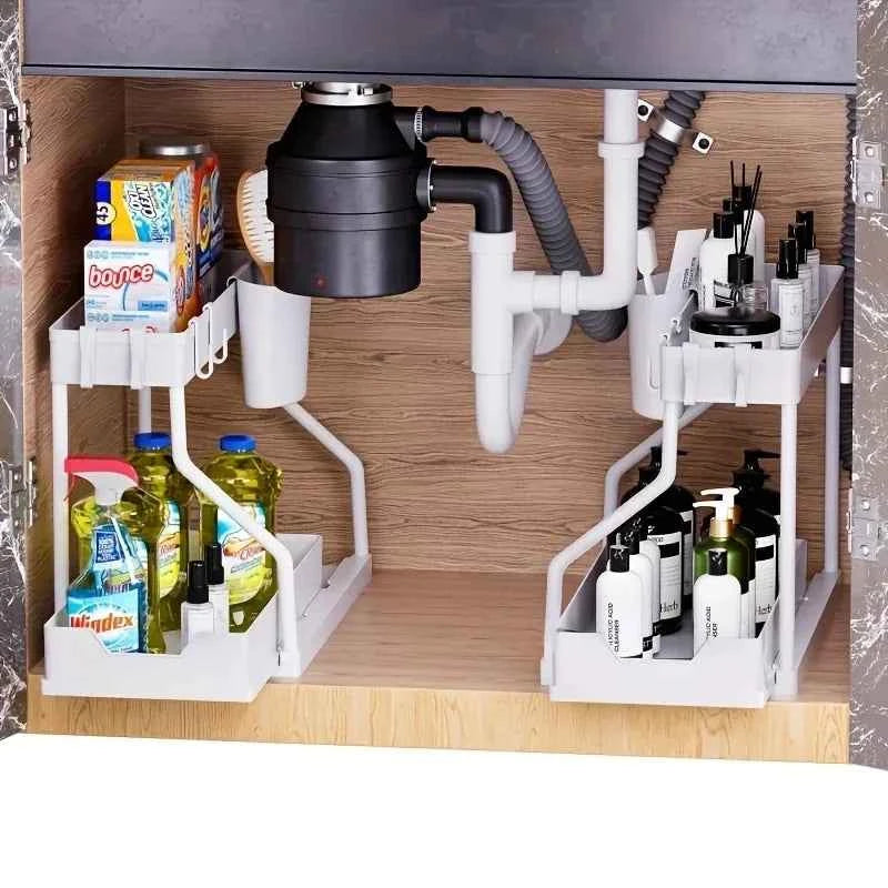 Unterschrank Organizer 2-stufig ausziehbar – Platzsparende Aufbewahrungsbox für Küche & Bad