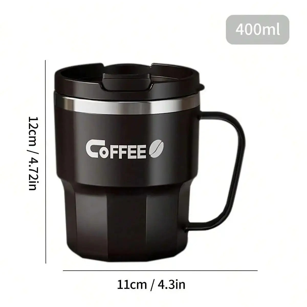 „WORTHBUY 400/480 ml Kaffeebecher aus 304‑Edelstahl mit Deckel und Griff, doppelwandiger Kaffeebecher, wiederverwendbares isoliertes Trinkgefäß“