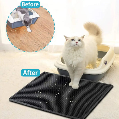 Katzenstreumatte mit Geschenk, doppellagige wasserdichte Haustier‑Katzentoilettenmatte, rutschfeste Sandfang‑Katzenmatte, waschbare Bettmatte, Reinigungsmatte, Produkte