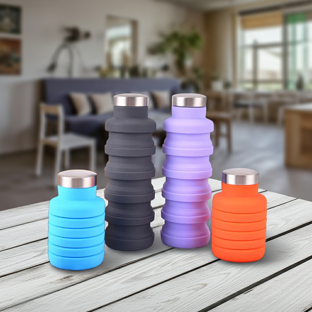 Faltbare Silikon-Wasserflasche BPA-frei | Outdoor-Trinkflasche mit Karabiner